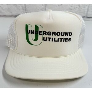 NEW Vintage Underground Utilities Trucker Hat Snapback Adjustable Mesh Cap White